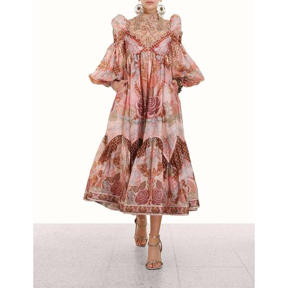 zimmermann kaleidoscope swirl yoke midi dress from fall 2022 collection Zimmermann